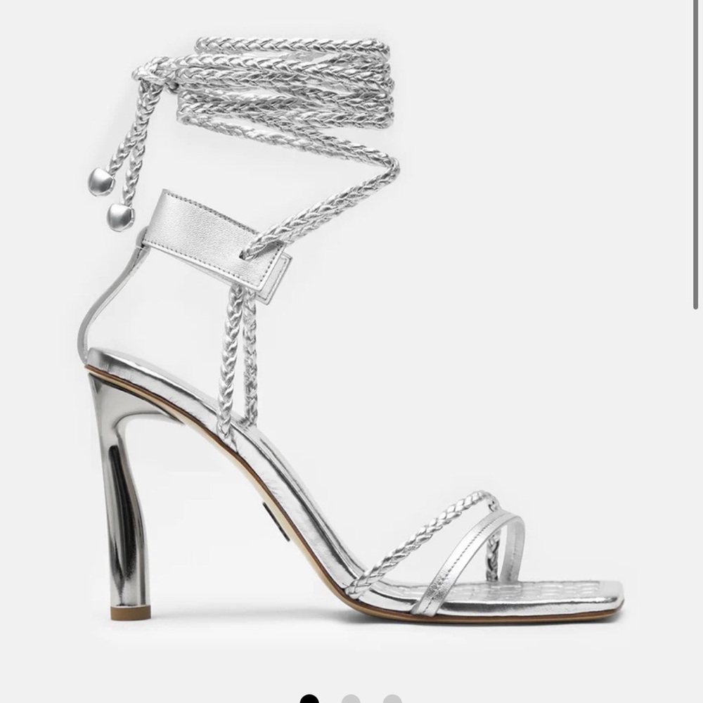 Paul Andrew Metallic Silver Heeled Sandals